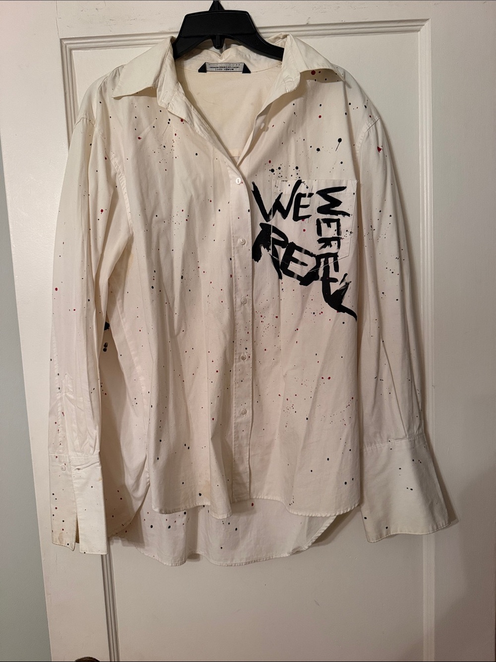 Zara white paint splatter graphic shirt